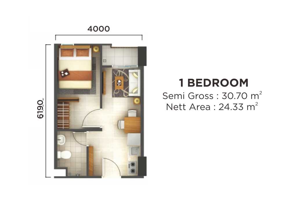 Unit Plan Apartemen Akasa 1 BR BSD